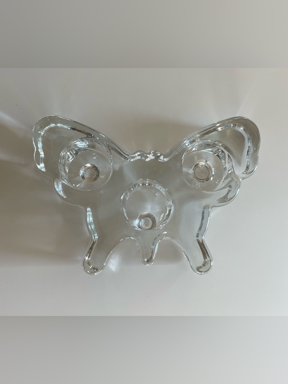 Clear Glass Butterfly Candle Holder